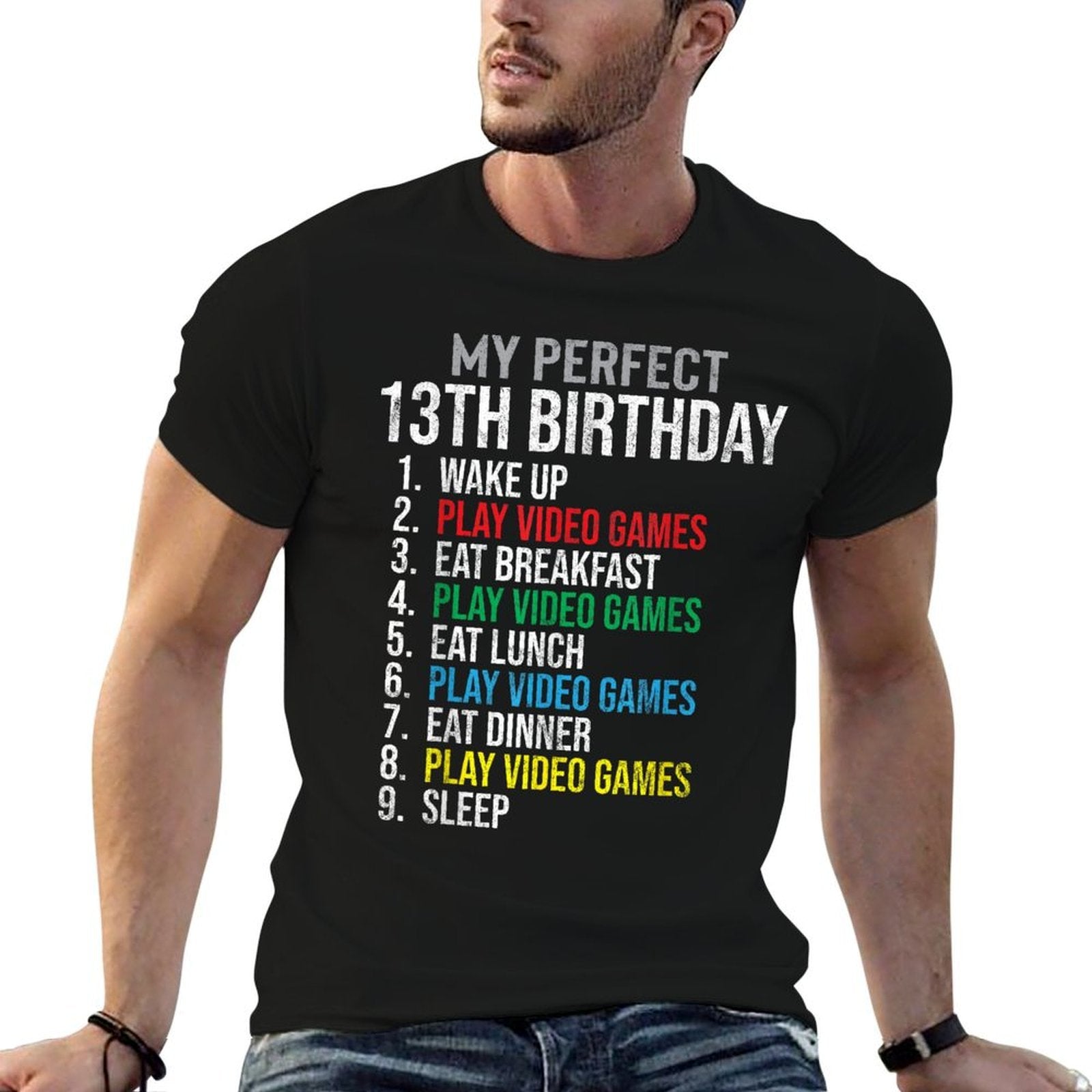My Perfect 13th Birthday 13 Years Old Gamer Boy Party Gift  Breathable T-Shirt