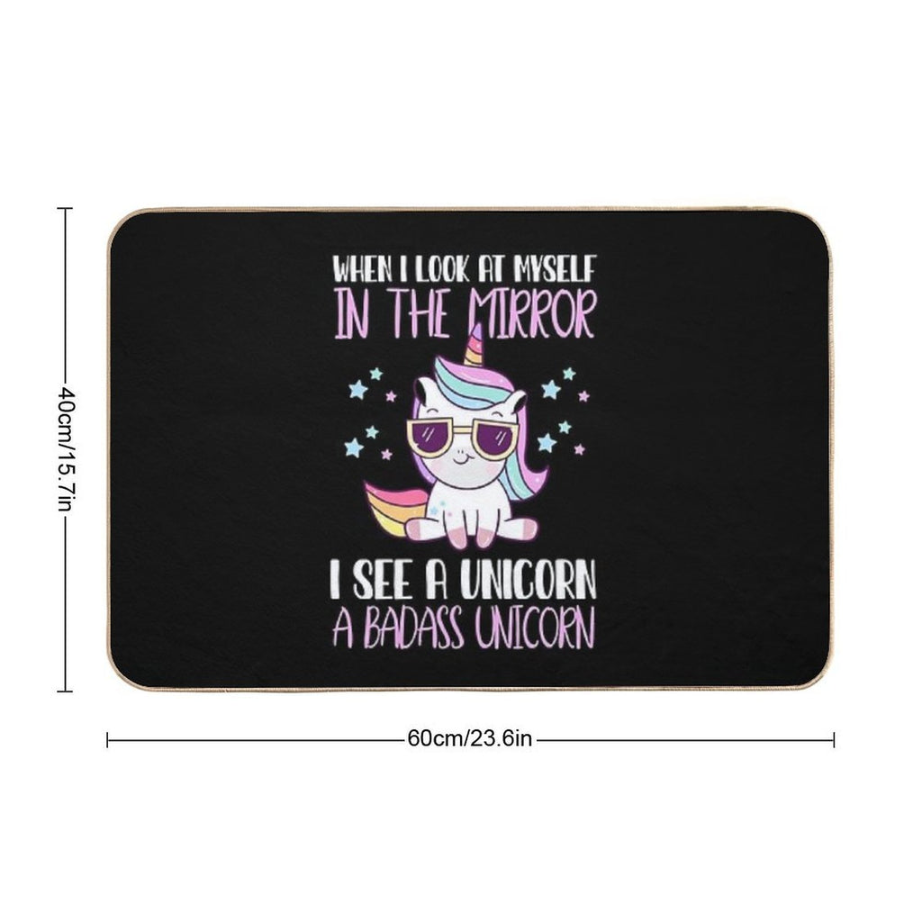 Funny Badass Unicorn  Dirt-Trapping Bath Mat