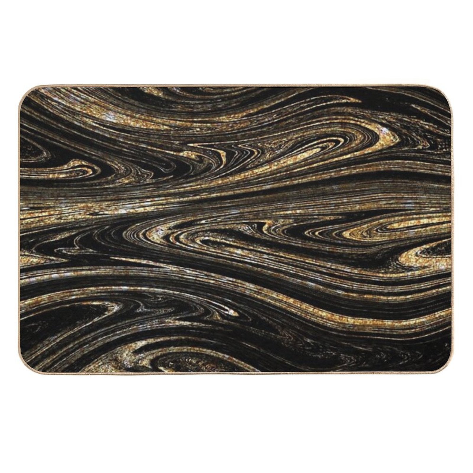 Black Gold Marble  Rapid-Drying Bath Mat