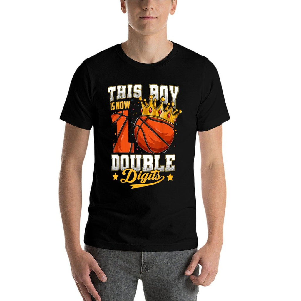 This Boy Double Digits Ten Basketball 10 Year Old Birthday  Polyester Blend T-Shirt