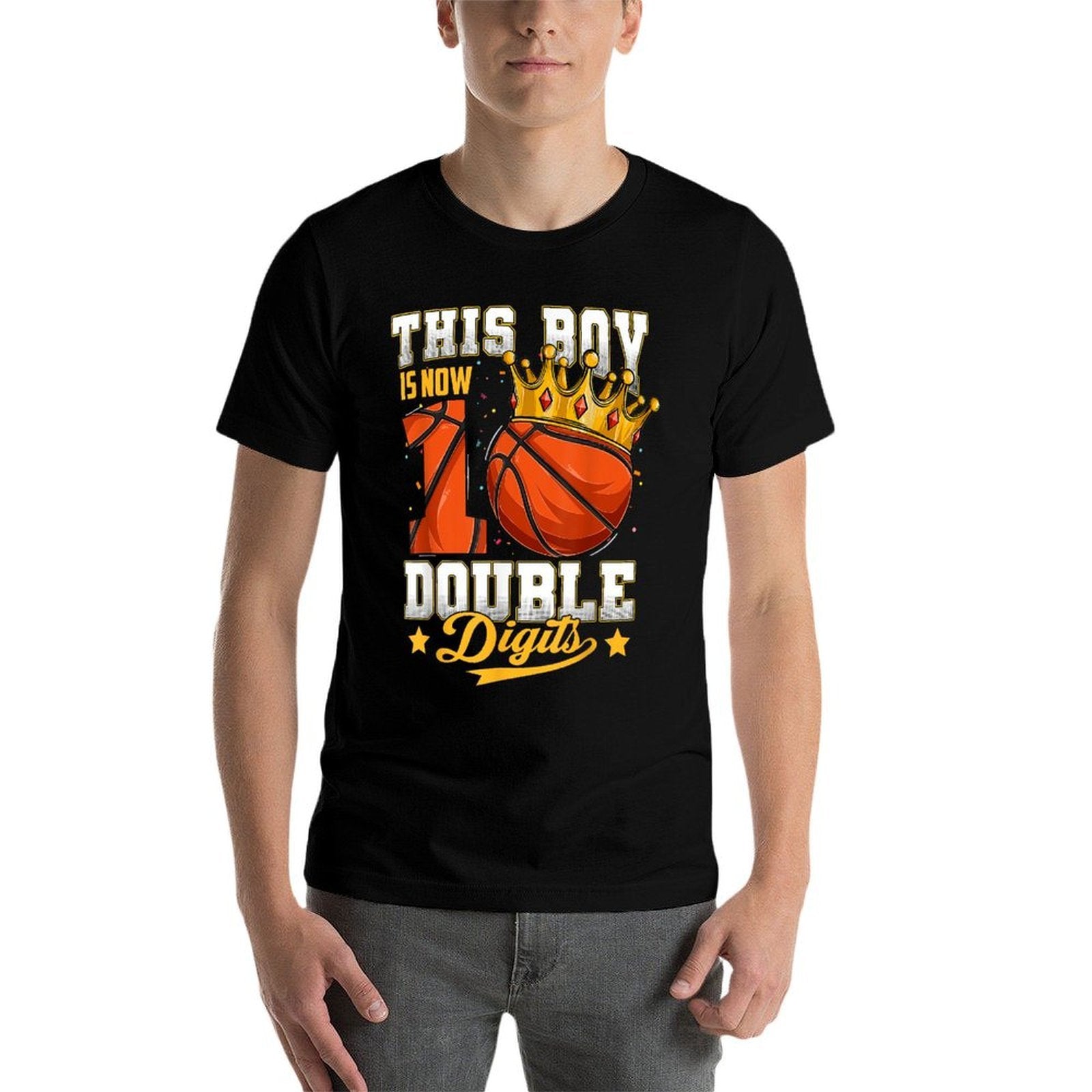 This Boy Double Digits Ten Basketball 10 Year Old Birthday  Polyester Blend T-Shirt
