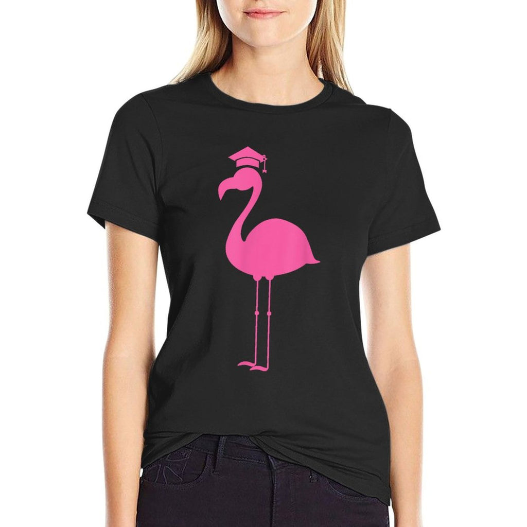 Graduate Cute Pink Flamingo Graduation  Wrinkle-resistant T-Shirt