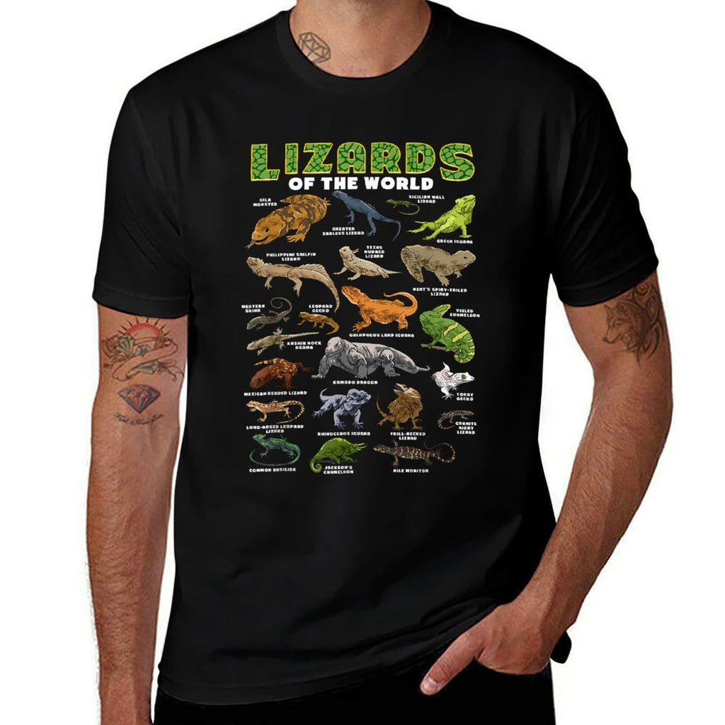 Lizard Lizards Animal of The World Reptile Herpetology  Fade-proof Color T-Shirt