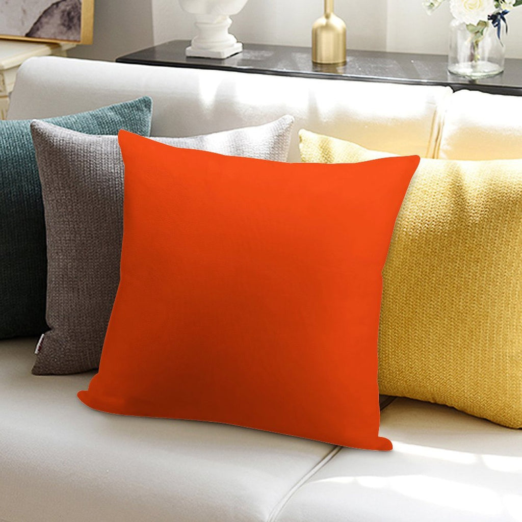 Bright Fluorescent Attack Orange Neon Soft Short Plush Fabric Throw Pillow