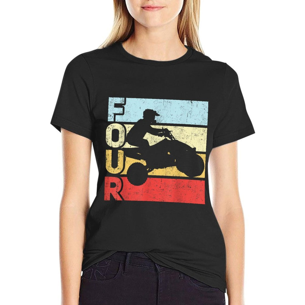 ATV 4th Birthday Party ATV 4 Wheeler Quad Theme Birthday  Heathered Texture T-Shirt