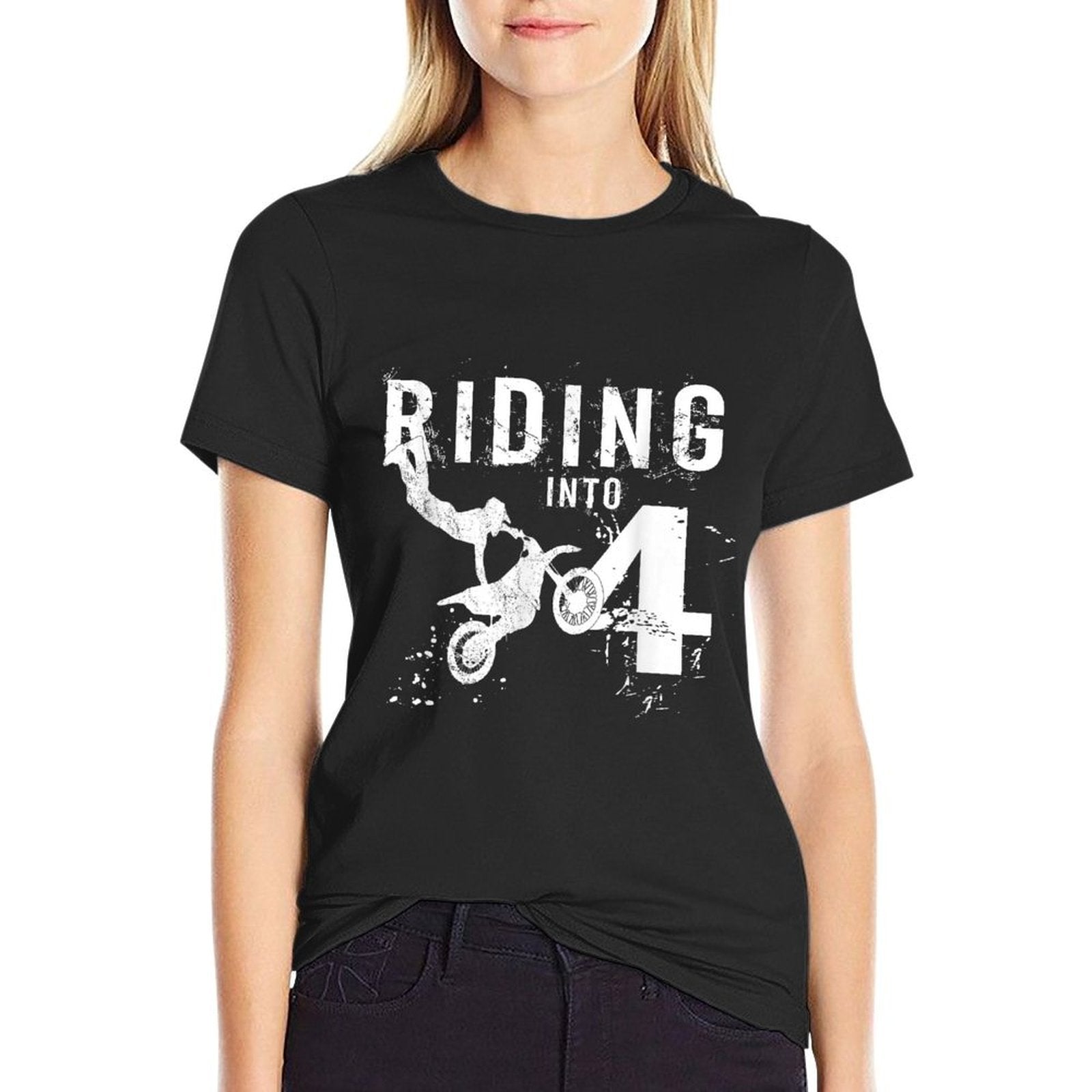 Riding Into 4 Years Old 4th Birthday Boy Dirt Bike Party  Odor-resistant T-Shirt