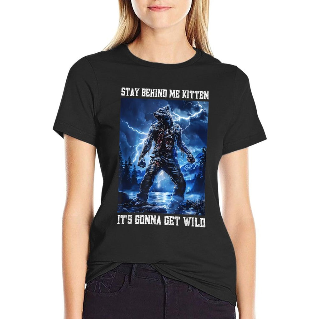 Stay Behind Me Kitten Cringy Werewolf Meme Cringe Alpha Wolf  Soft T-Shirt