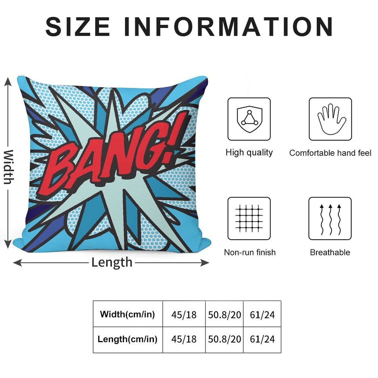 BANG Comic Book Pop Art Modern Fun Graphic Soft Decorative Cover Throw Pillow