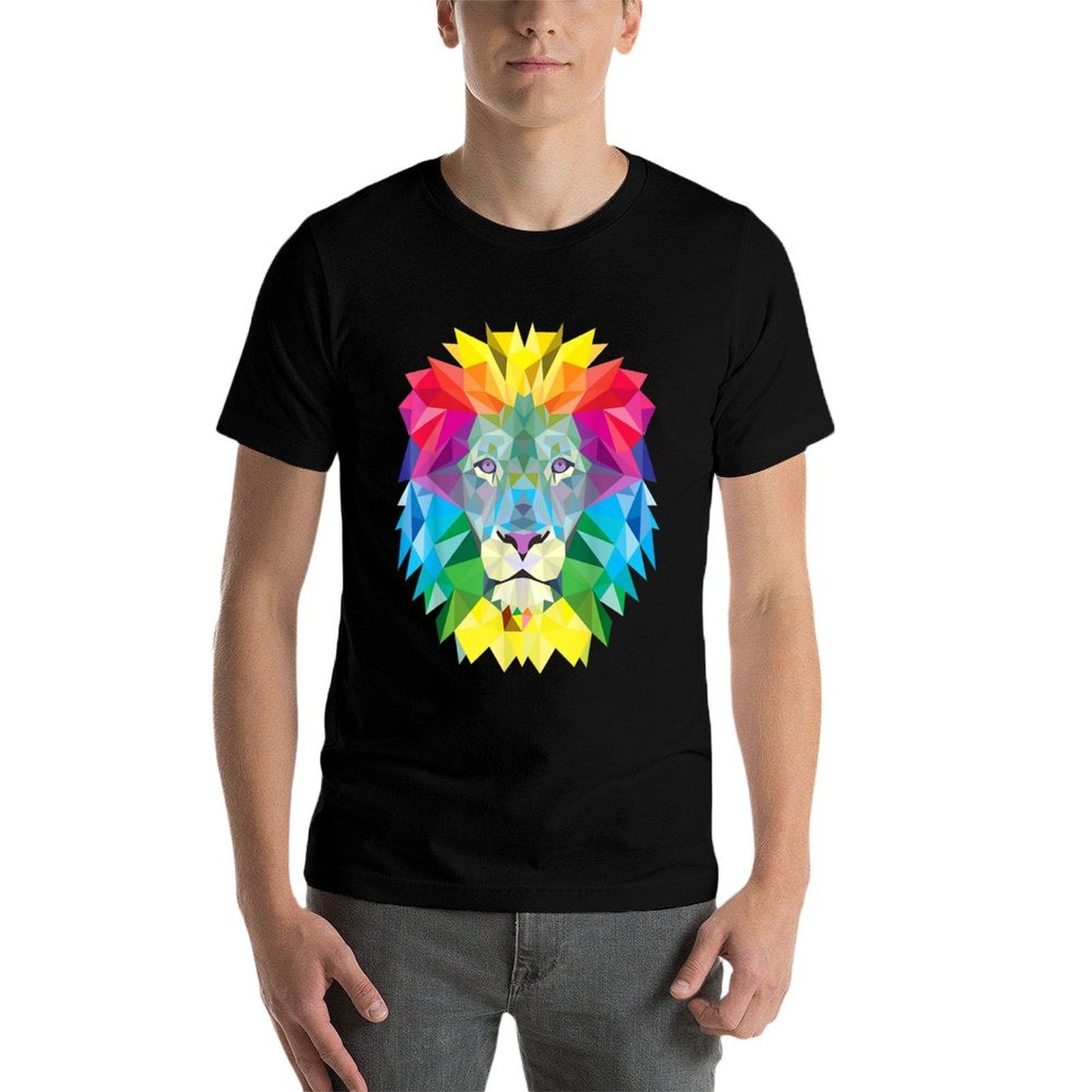 Geometric Rainbow Lion Face  Easy-care T-Shirt