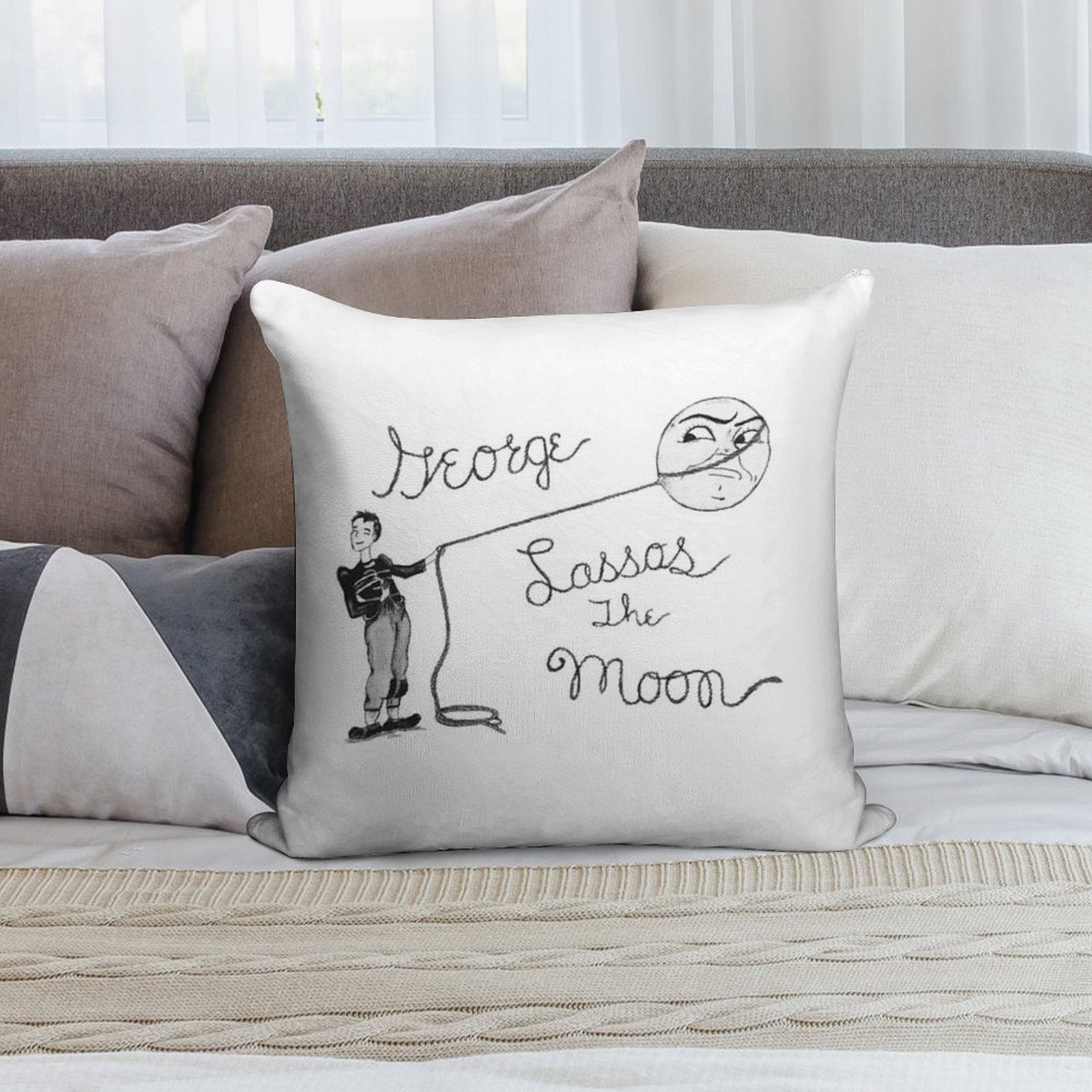 Moon Capture Soft Durable Construction Throw Pillow