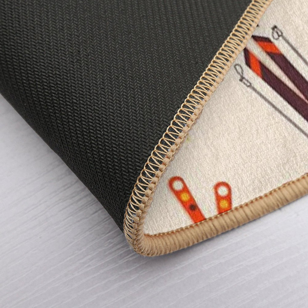 Retro Ski Pattern on Cream  Odorless Bath Mat