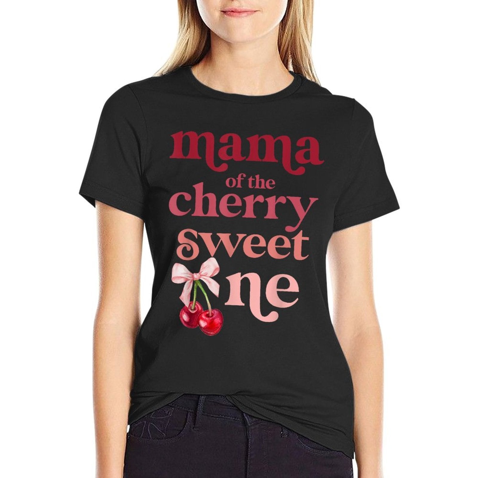 Mama of The Cherry Sweet One Coquette First Birthday 1st  Odor-resistant T-Shirt