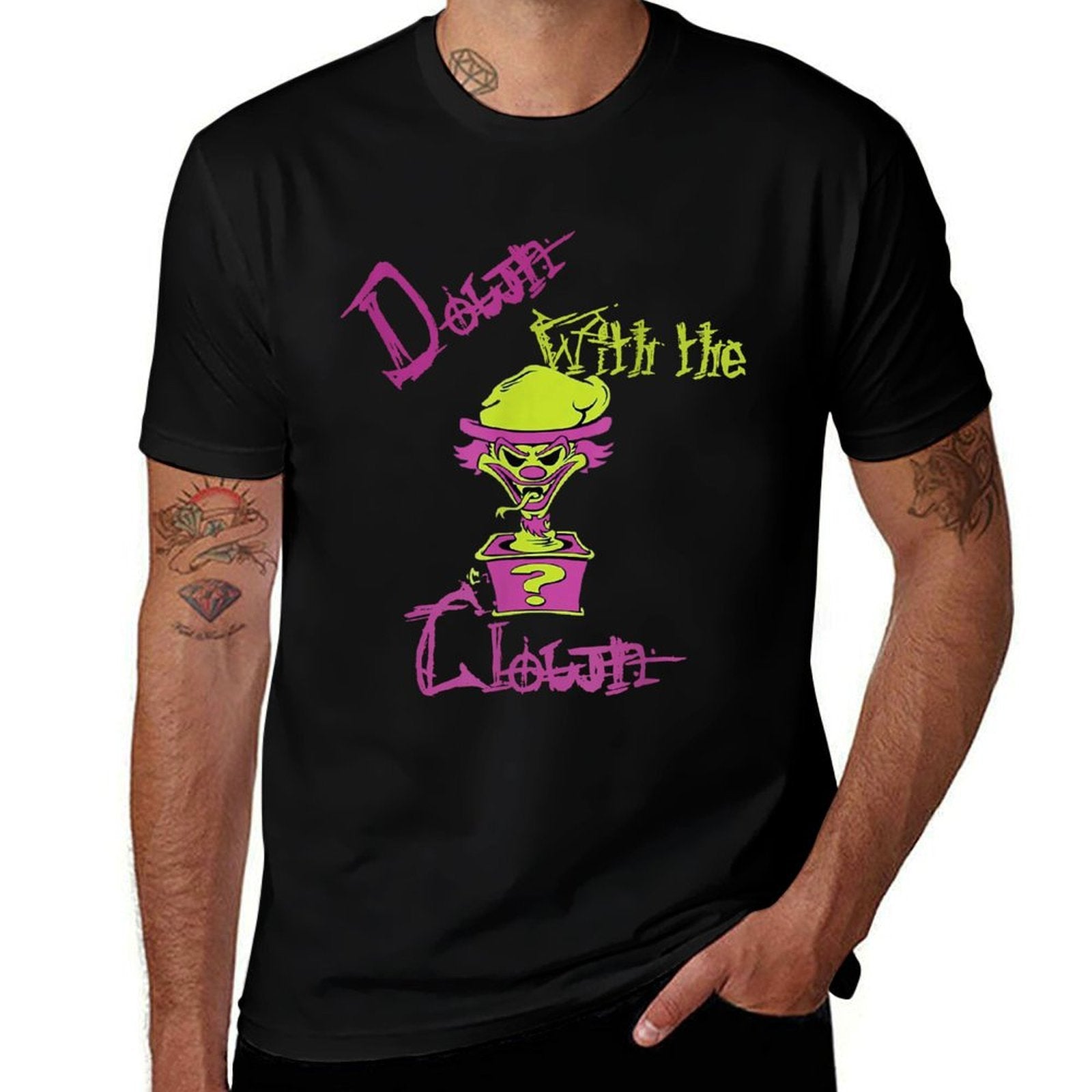 Cool Unique Down With The Clown ICP Design Mens Black Cartoon  Durable T-Shirt