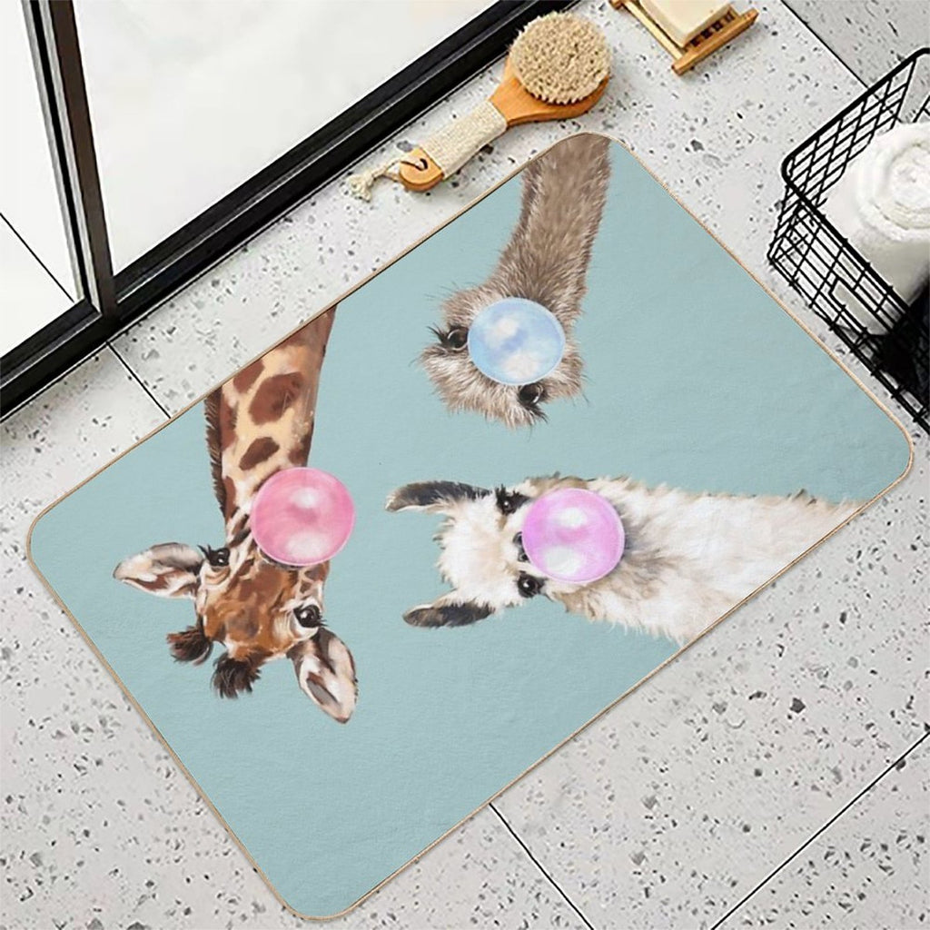 Bubble Gum Gang in Blue  Non-Slip Bath Mat