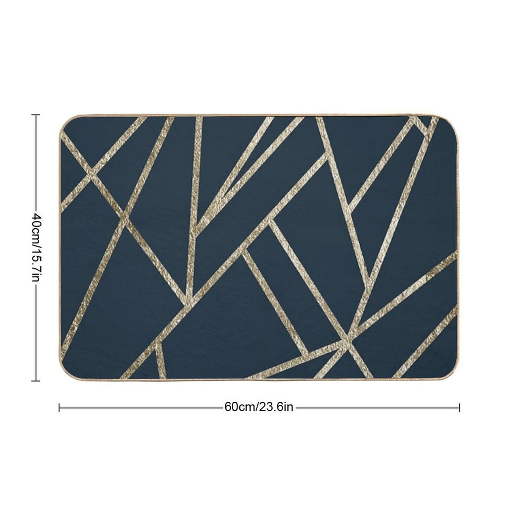 Classic Dark Blue Gold Geo #1 #geometric #decor #art Durable Bath Mat