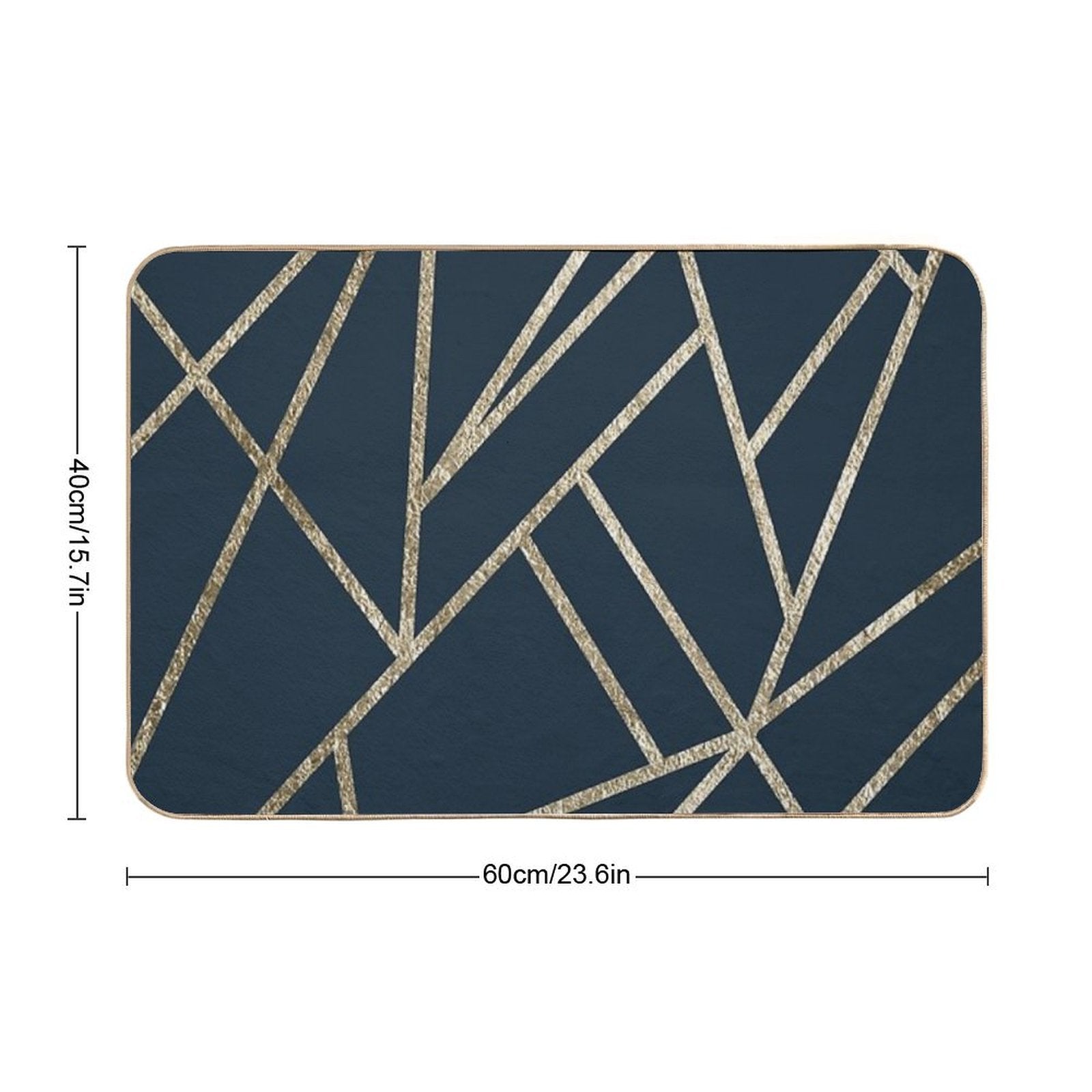 Classic Dark Blue Gold Geo #1 #geometric #decor #art Durable Bath Mat