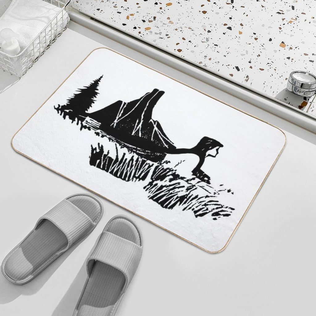 The Girl And Mountains  Fade-Resistant Bath Mat