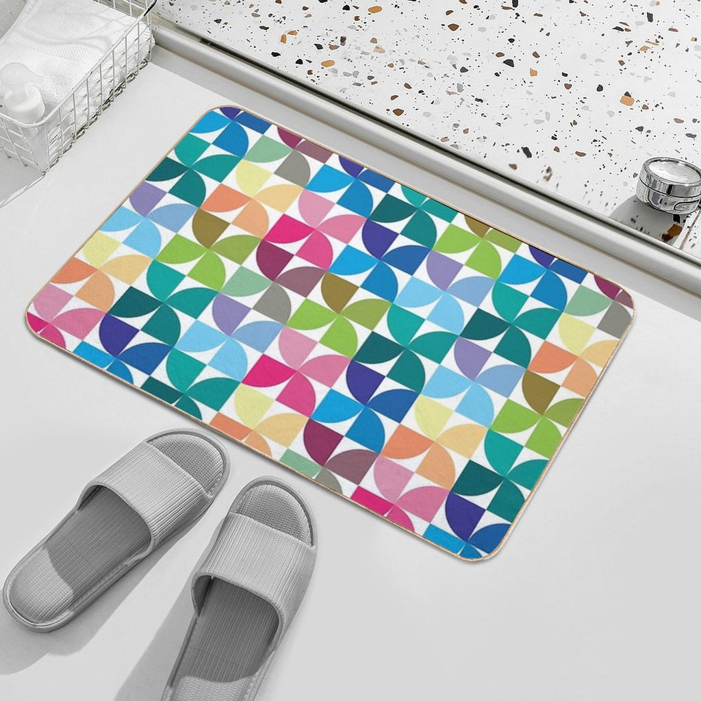 Geometric Pattern #1 (colorful Quarter Circles)  Repositionable Bath Mat