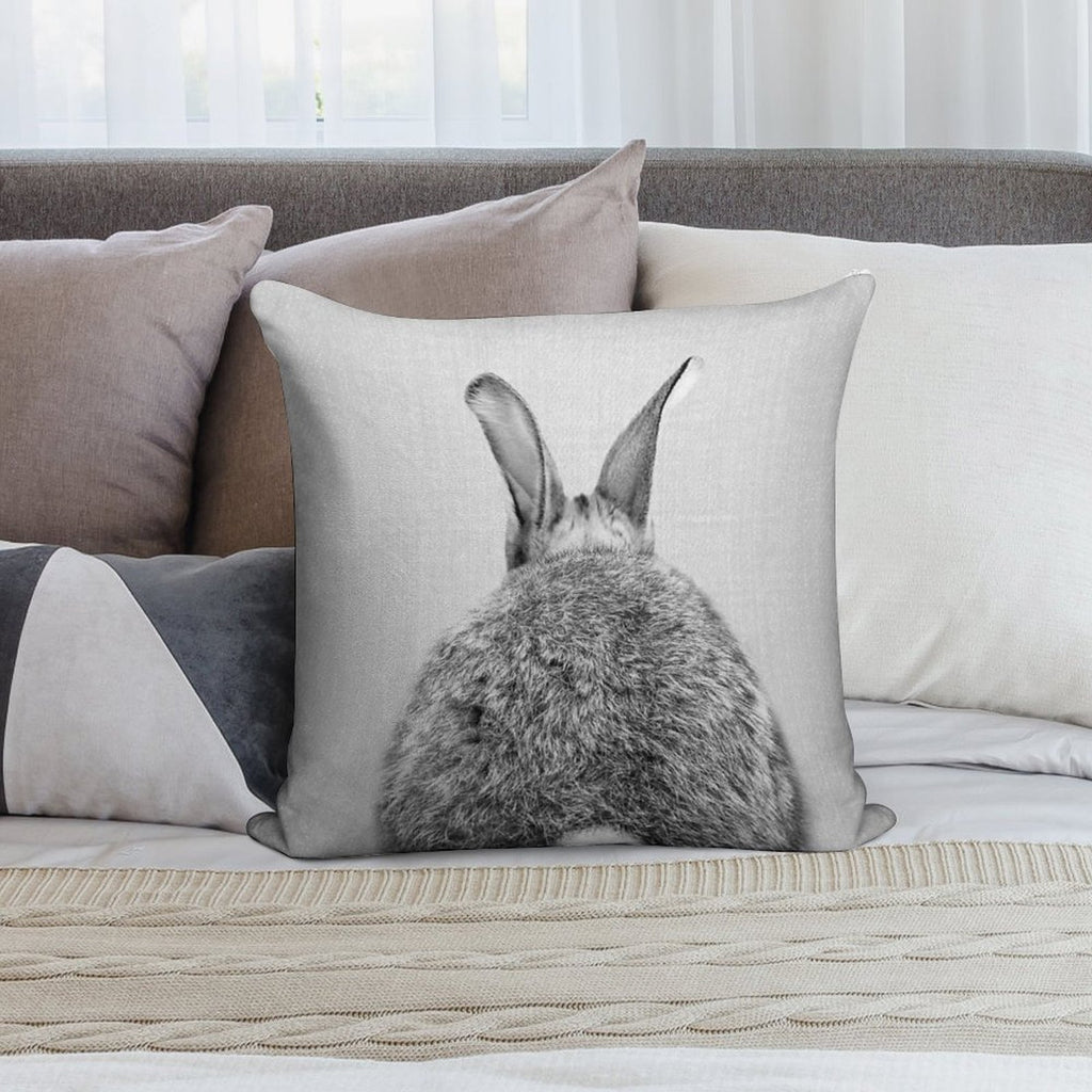 Rabbit Tail - Black & White Soft Decorative Cover Throw Pillow