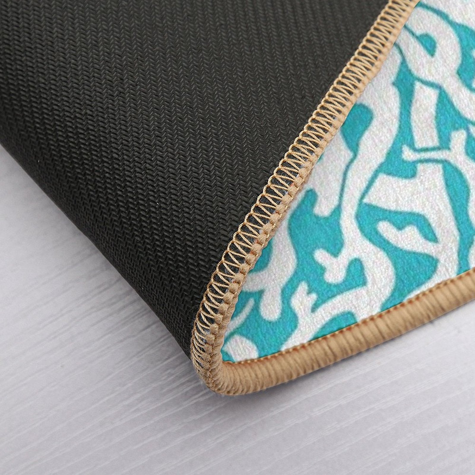 Coral Reef Pattern White Aqua Blue Beach  Absorbent Bath Mat