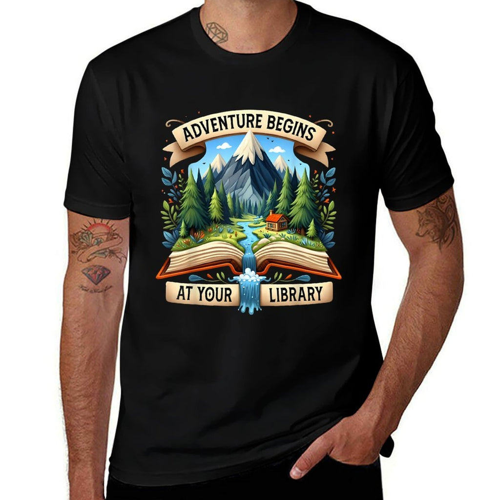 Adventure Begins At Your Library Book Lover Adventure Books  Moisture-wicking T-Shirt