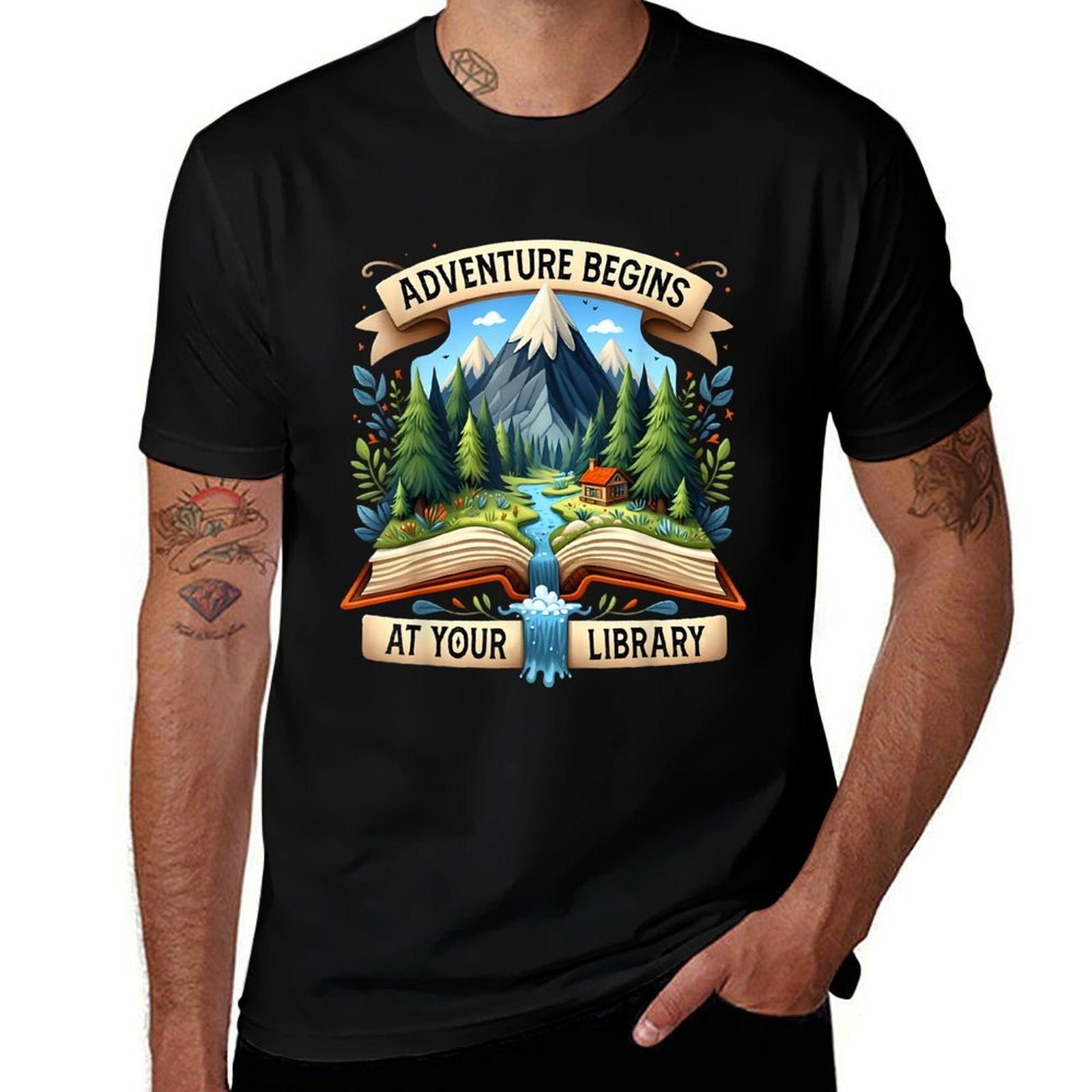 Adventure Begins At Your Library Book Lover Adventure Books  Moisture-wicking T-Shirt