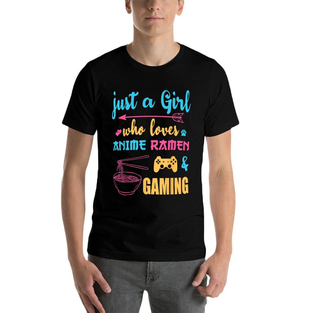 Just A Girl Who Loves Anime Ramen And Gaming Tee  Breathable T-Shirt