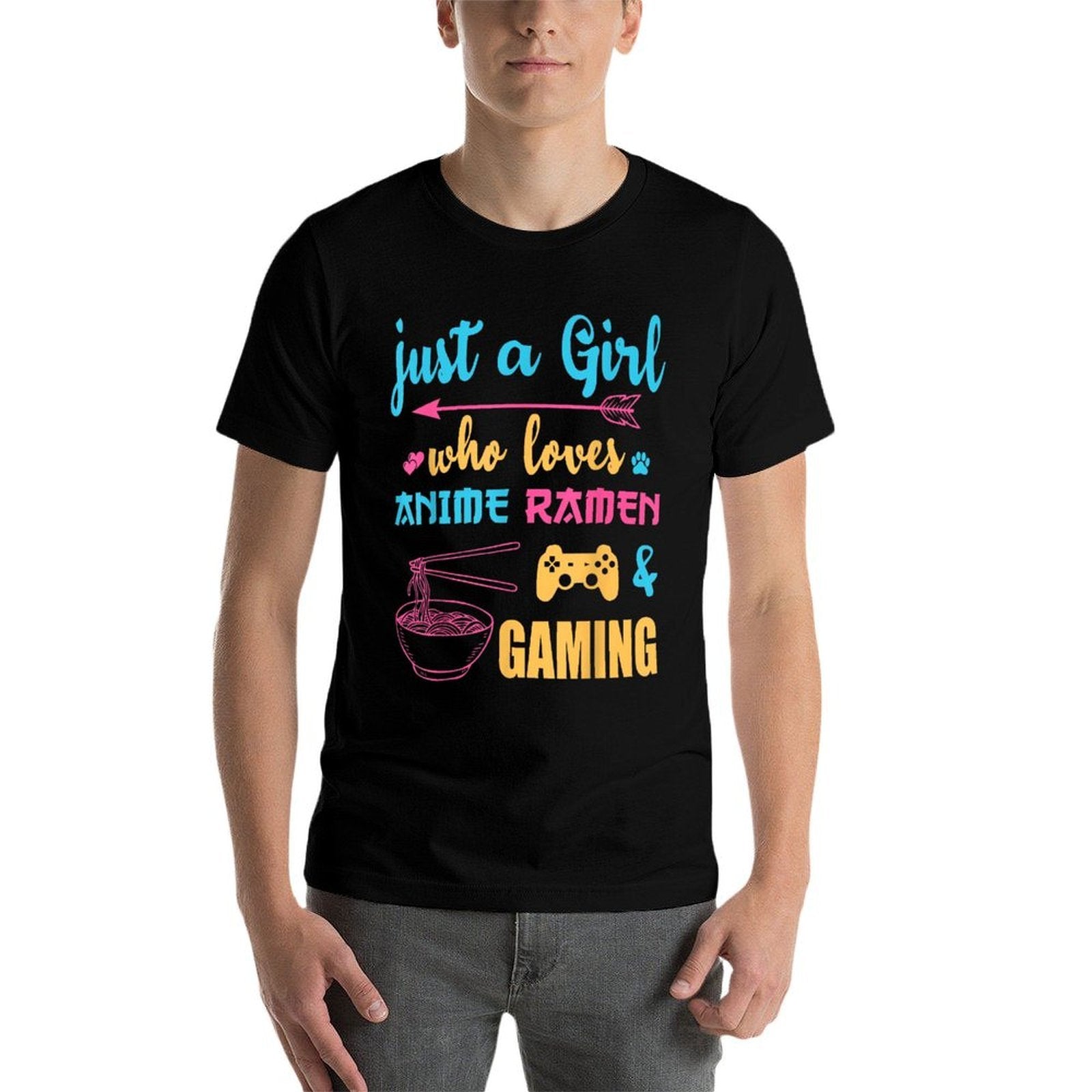Just A Girl Who Loves Anime Ramen And Gaming Tee  Breathable T-Shirt