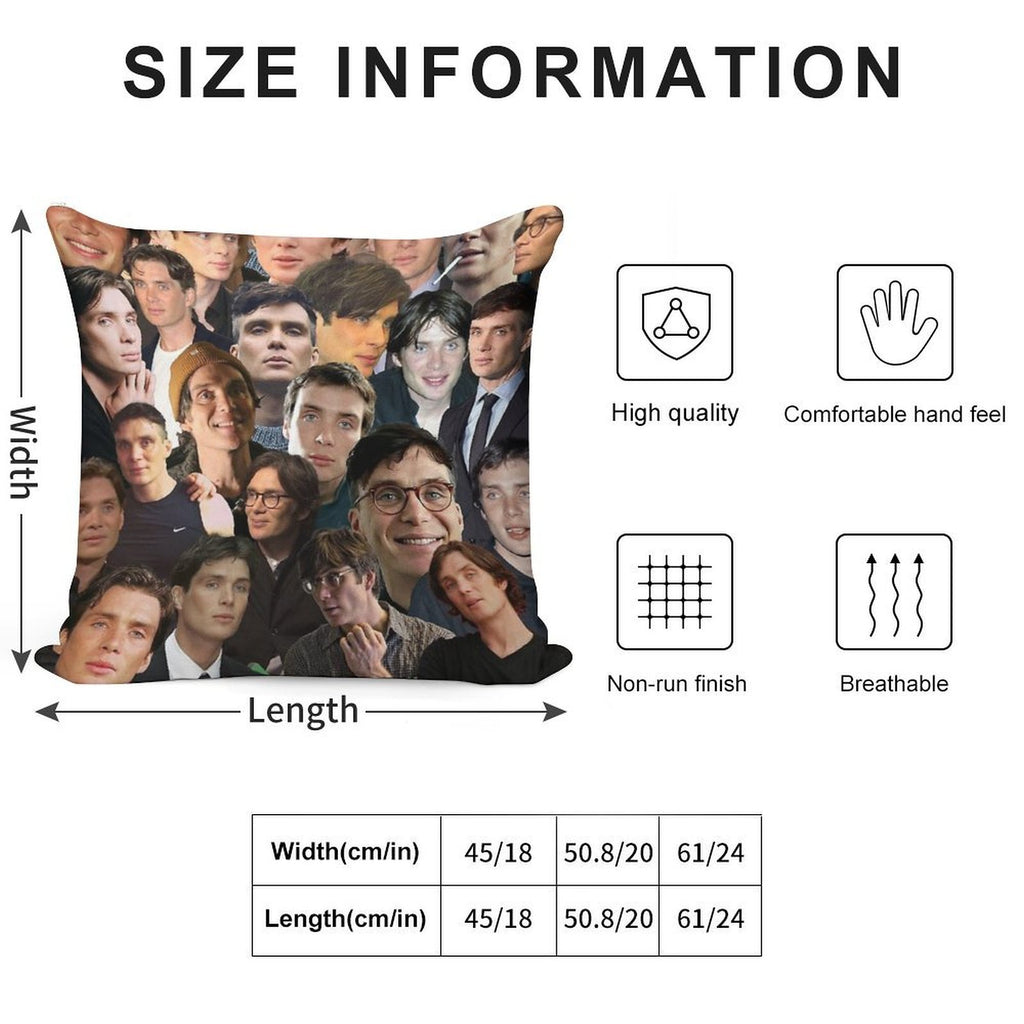 Cillian Murphy Photo Collage Soft Easy Maintenance Throw Pillow