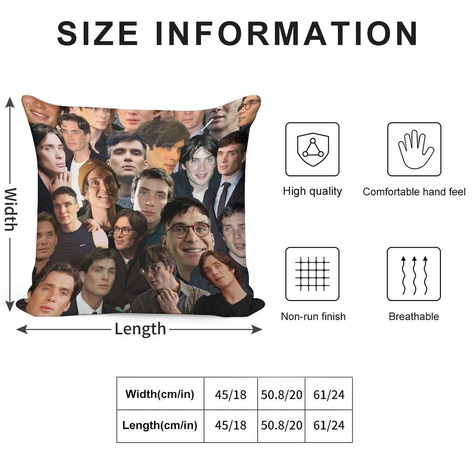 Cillian Murphy Photo Collage Soft Easy Maintenance Throw Pillow