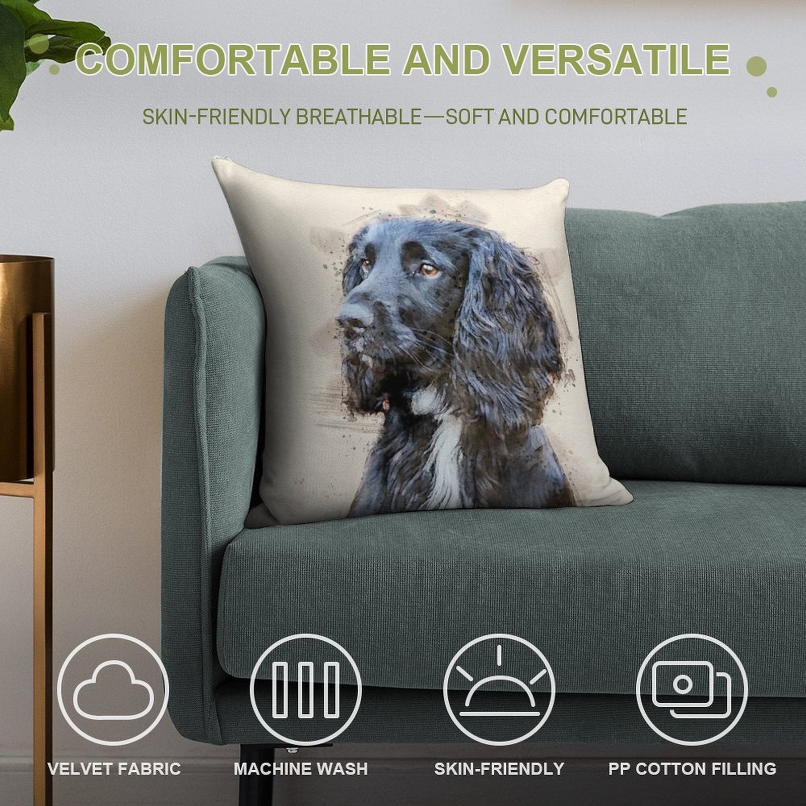 Autumnal Spaniel Soft Decorative Cover Throw Pillow