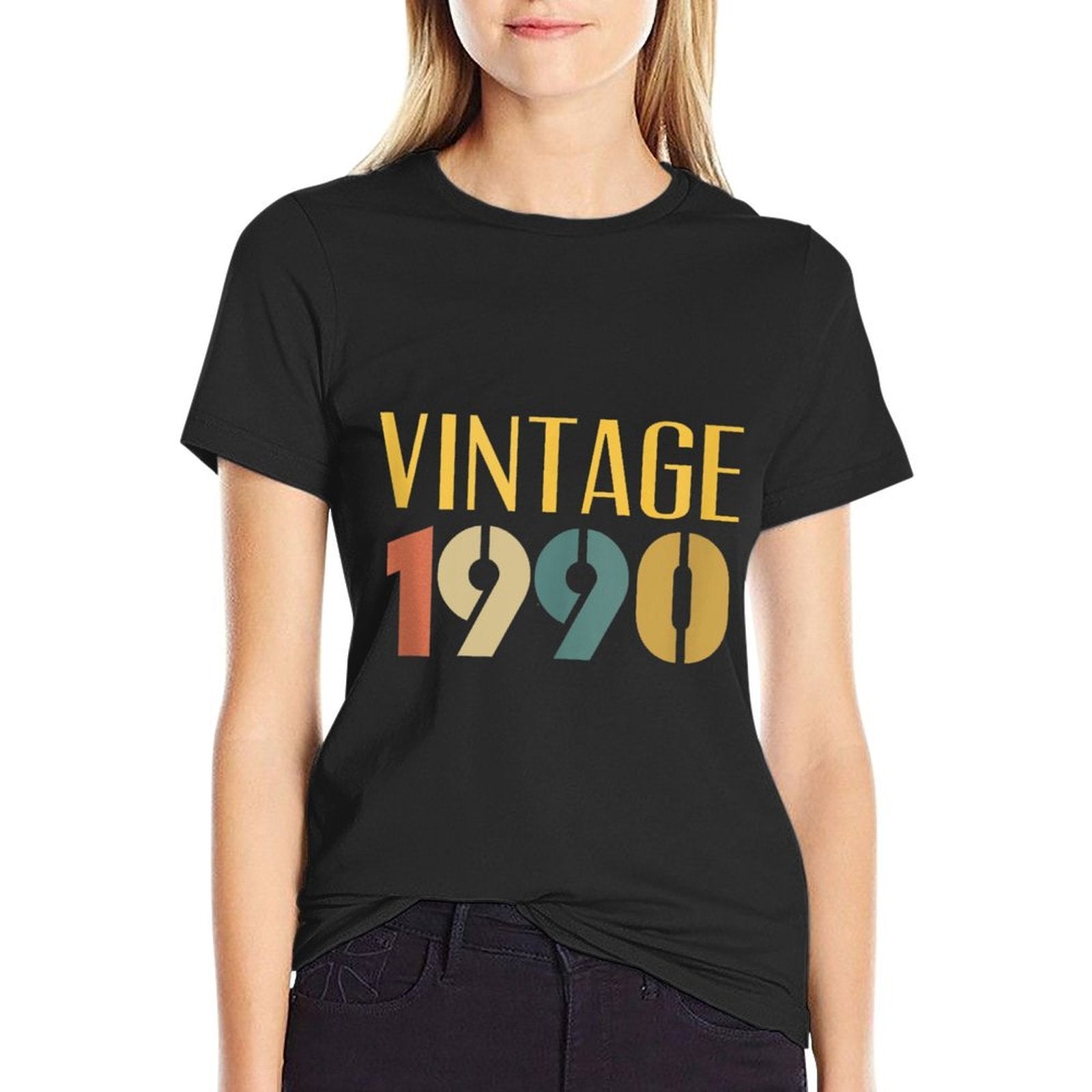 Vintage 1990 35 Years Old Bday Women Men 35th Birthday  High-quality Stitching T-Shirt