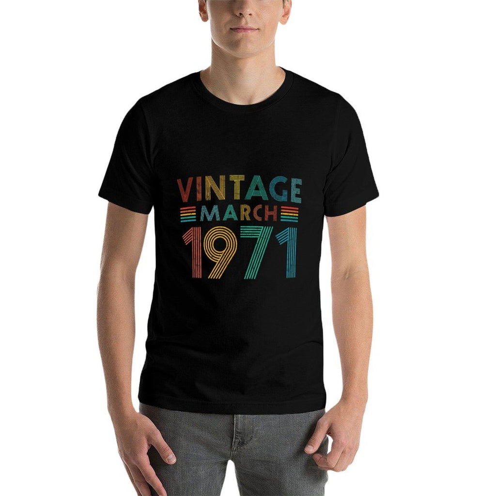 50th Birthday Vintage March 1971 50 Years Old  Polyester Blend T-Shirt