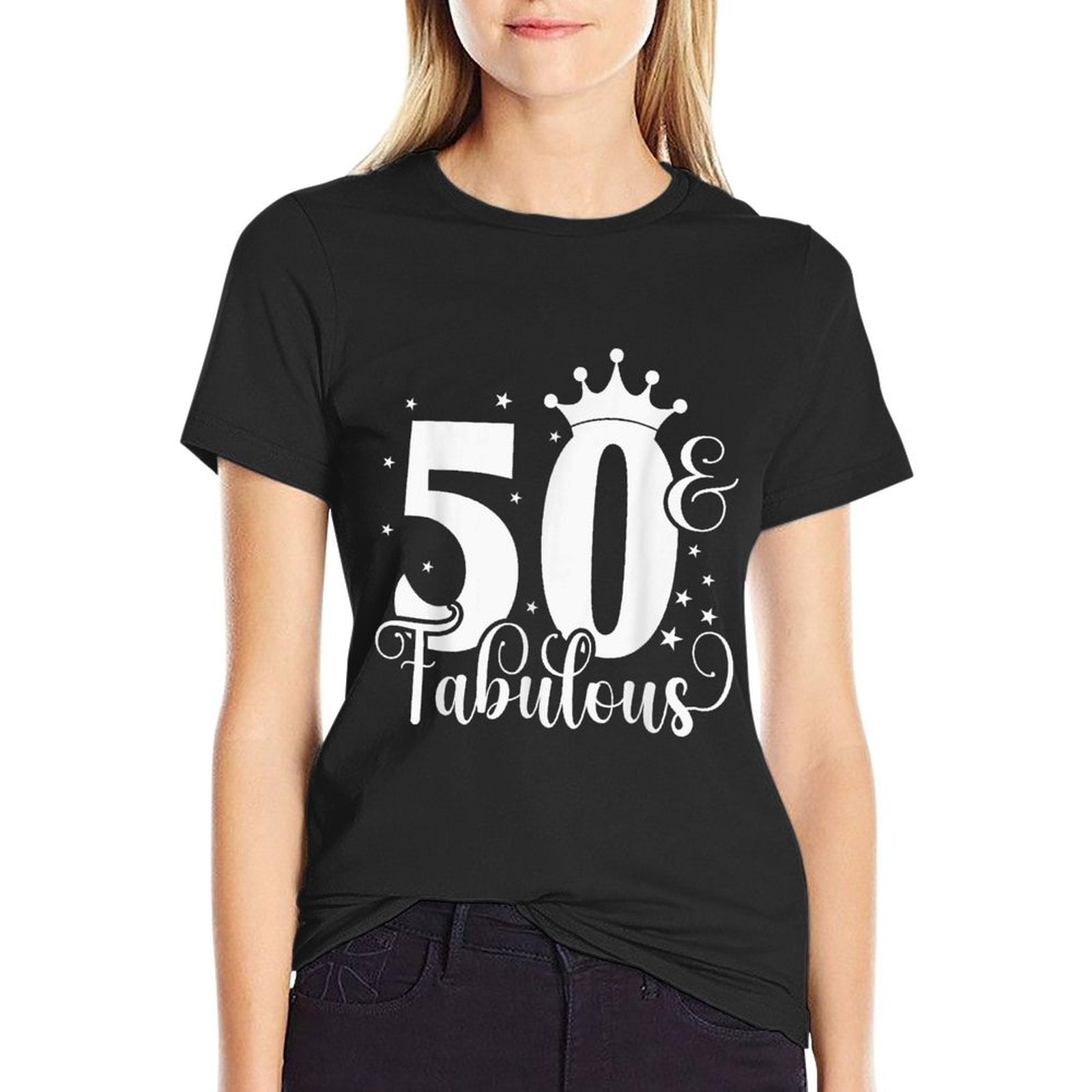 50 & Fabulous Queen Crown 50 Years Old 50th Birthday  Slim-fit Cut T-Shirt