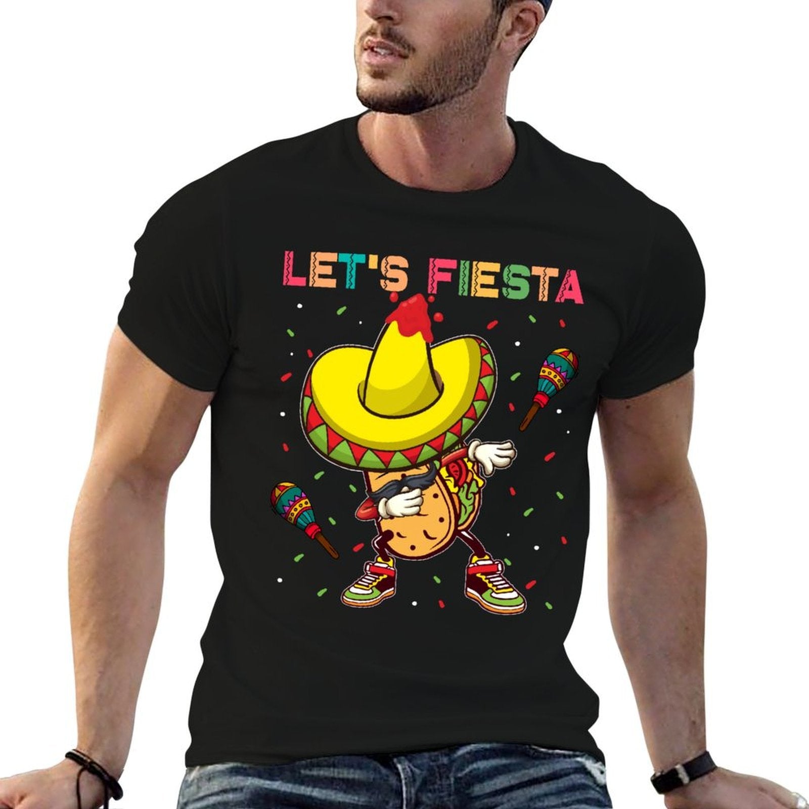 Lets Fiesta Dabbing Taco Mexican Cinco De Mayo Fiesta 2021  Vintage-inspired T-Shirt