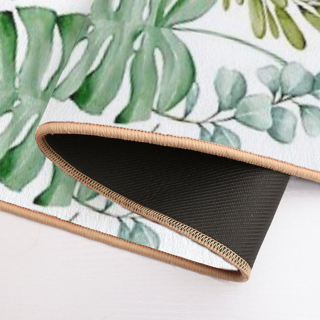 Monstera Leaves Green Seamless  Anti-Trip Bath Mat