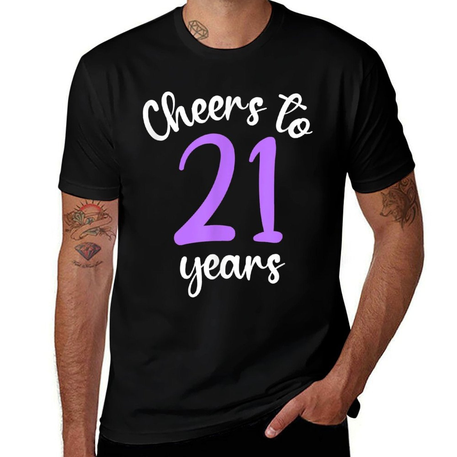 21st Birthday Cheers To 21 Years Purple 21st Birthday  Vintage-inspired T-Shirt