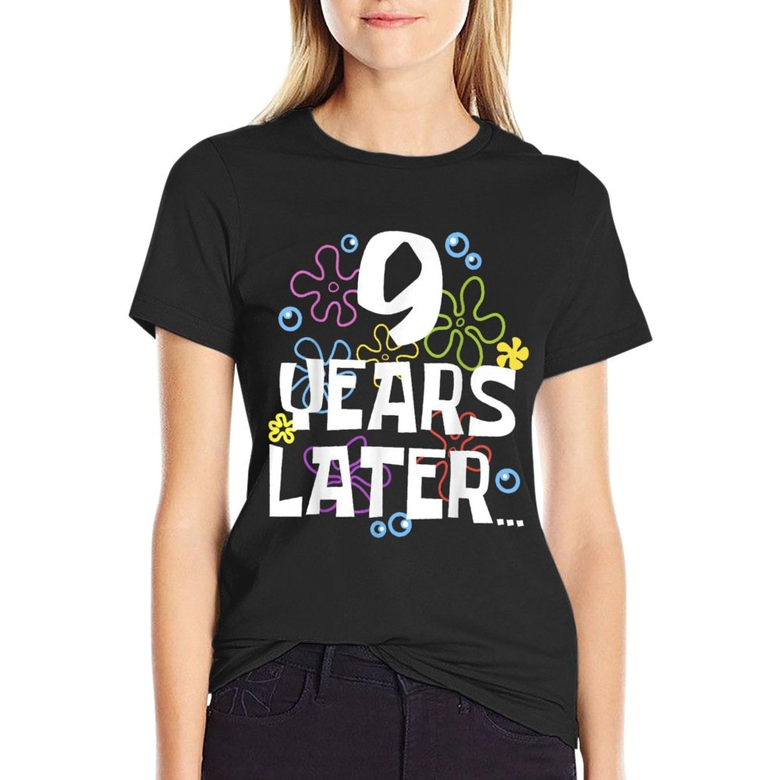 9 YEARS LATER NINE 9 Year Old Birthday Gifts for Girl Boys  Heathered Texture T-Shirt