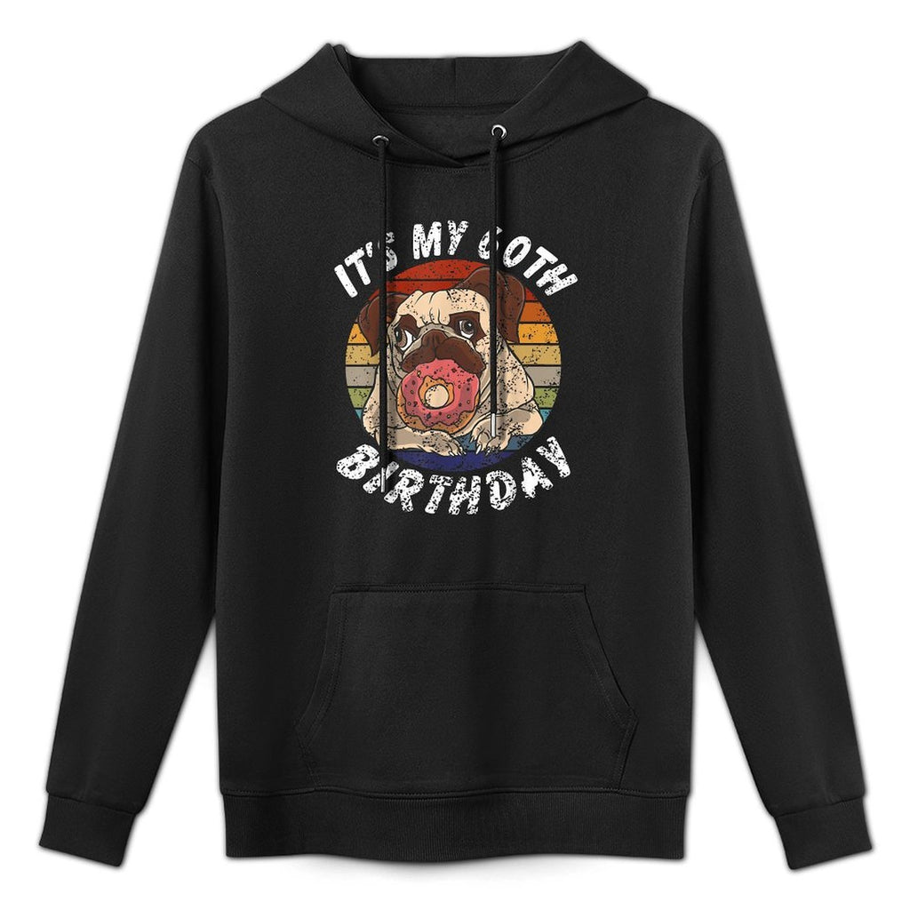 60 Years Old Pug And Donut Vintage Distressed 60th Birthday Breathable Fabric Hoodie