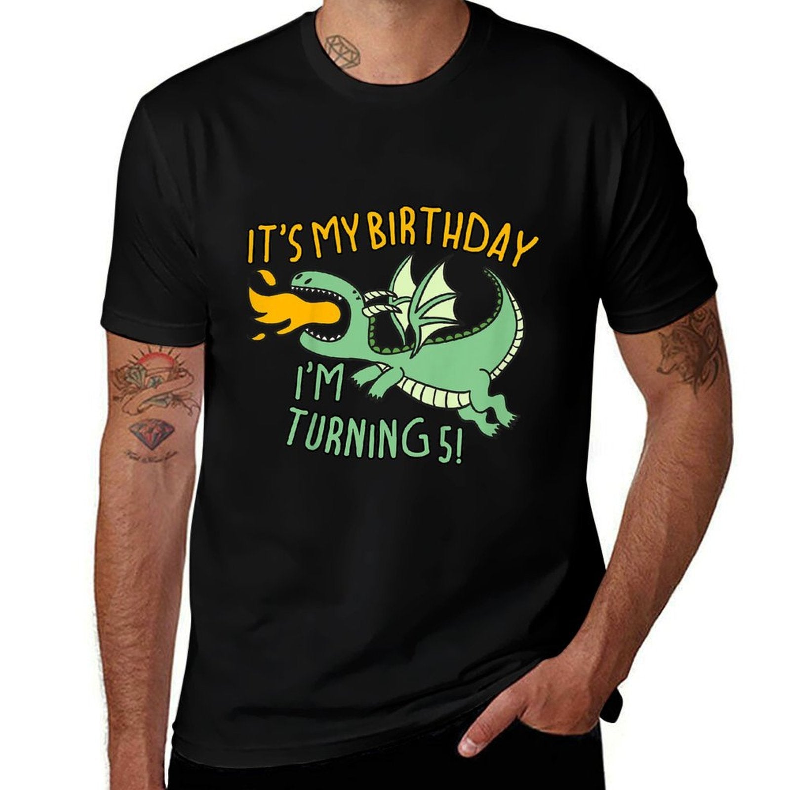 Kids It's My Birthday Dragon For Kids Turning 5 Years Old  Quick-drying T-Shirt