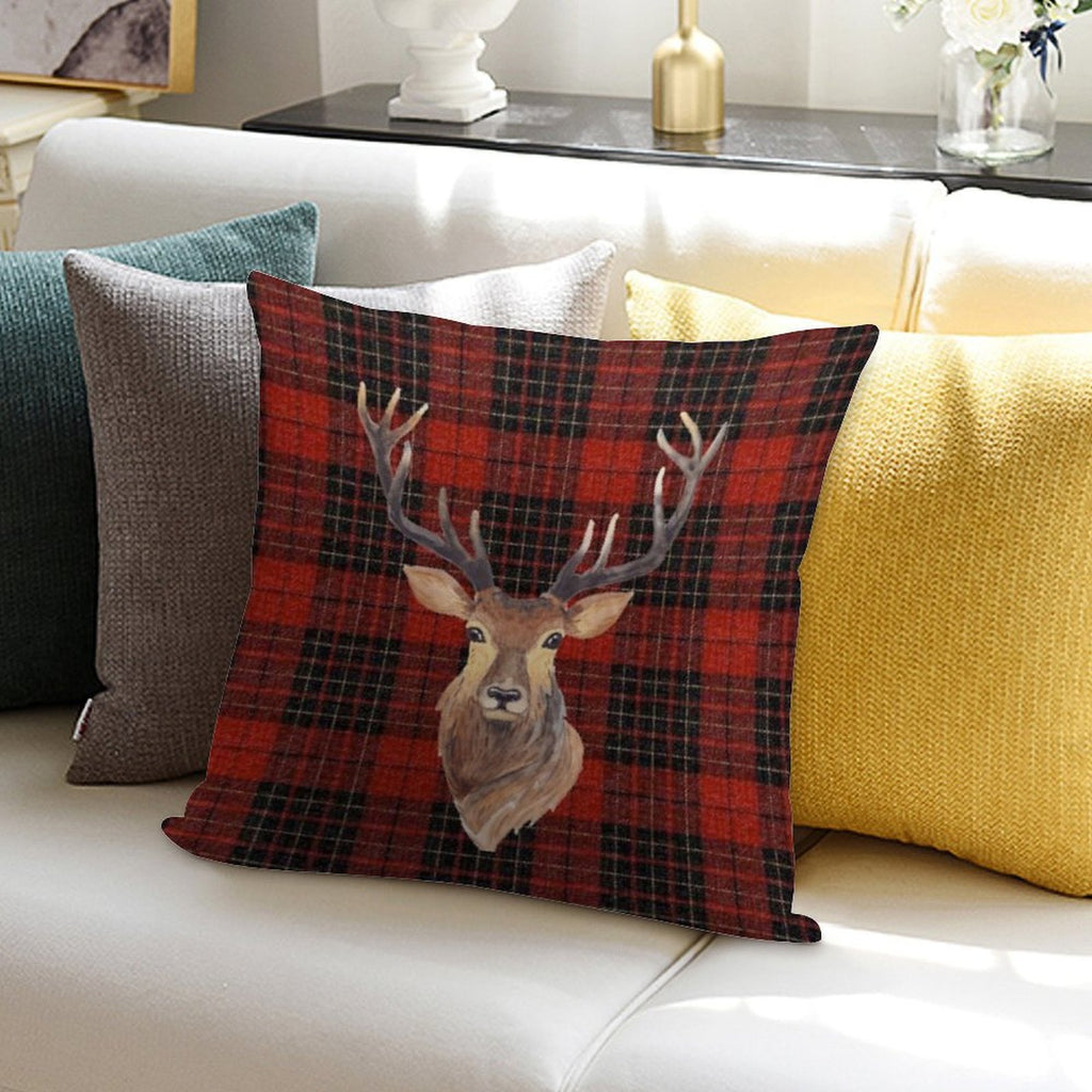 Stunning Wildlife Highland Stag Face Soft Short Plush Fabric Throw Pillow