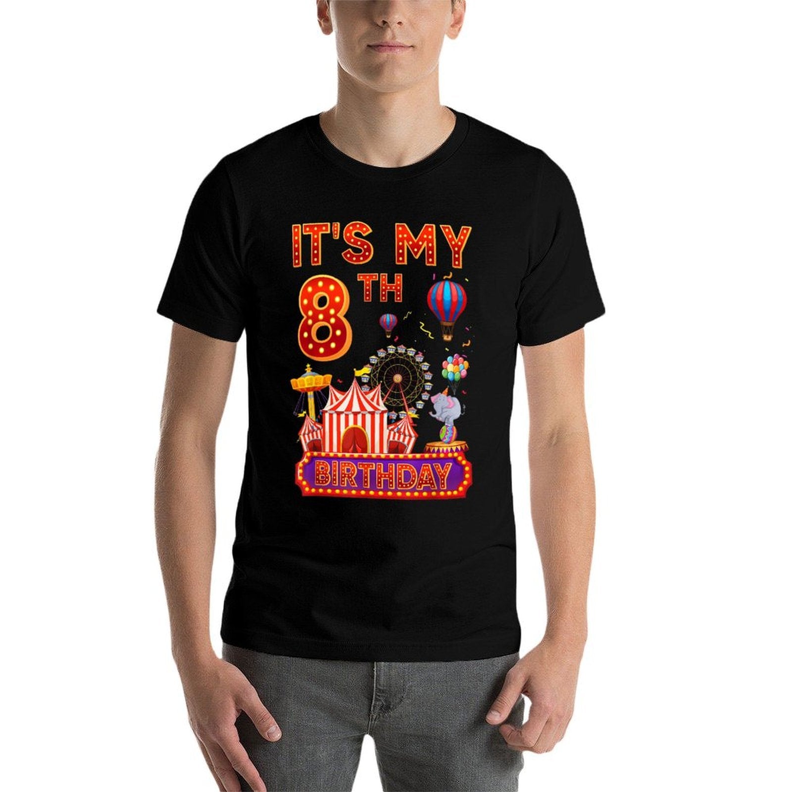 It's My 8th Birthday Circus Carnival Theme Party 8 Year Old  Vintage-inspired T-Shirt