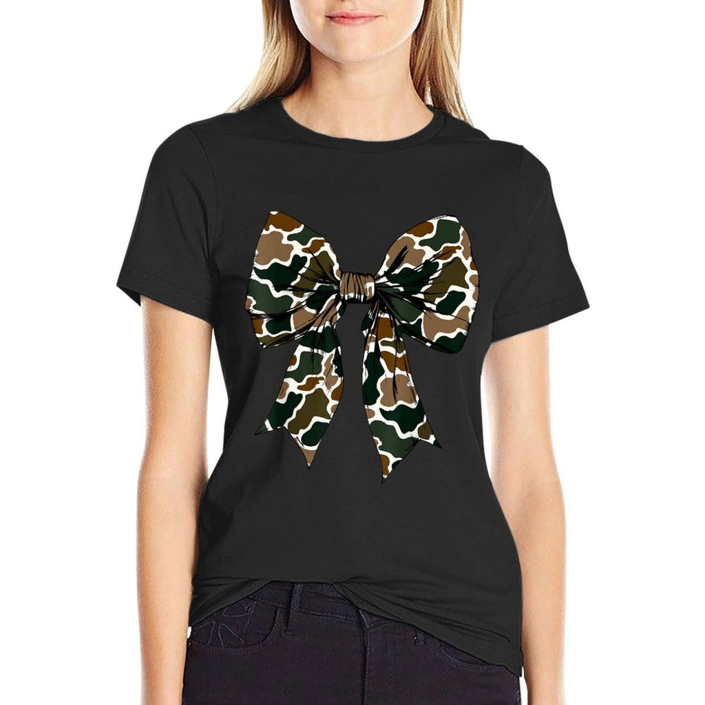 Old School Camouflage Coquette Bow Fall Hunting Military Comfortable T-Shirt