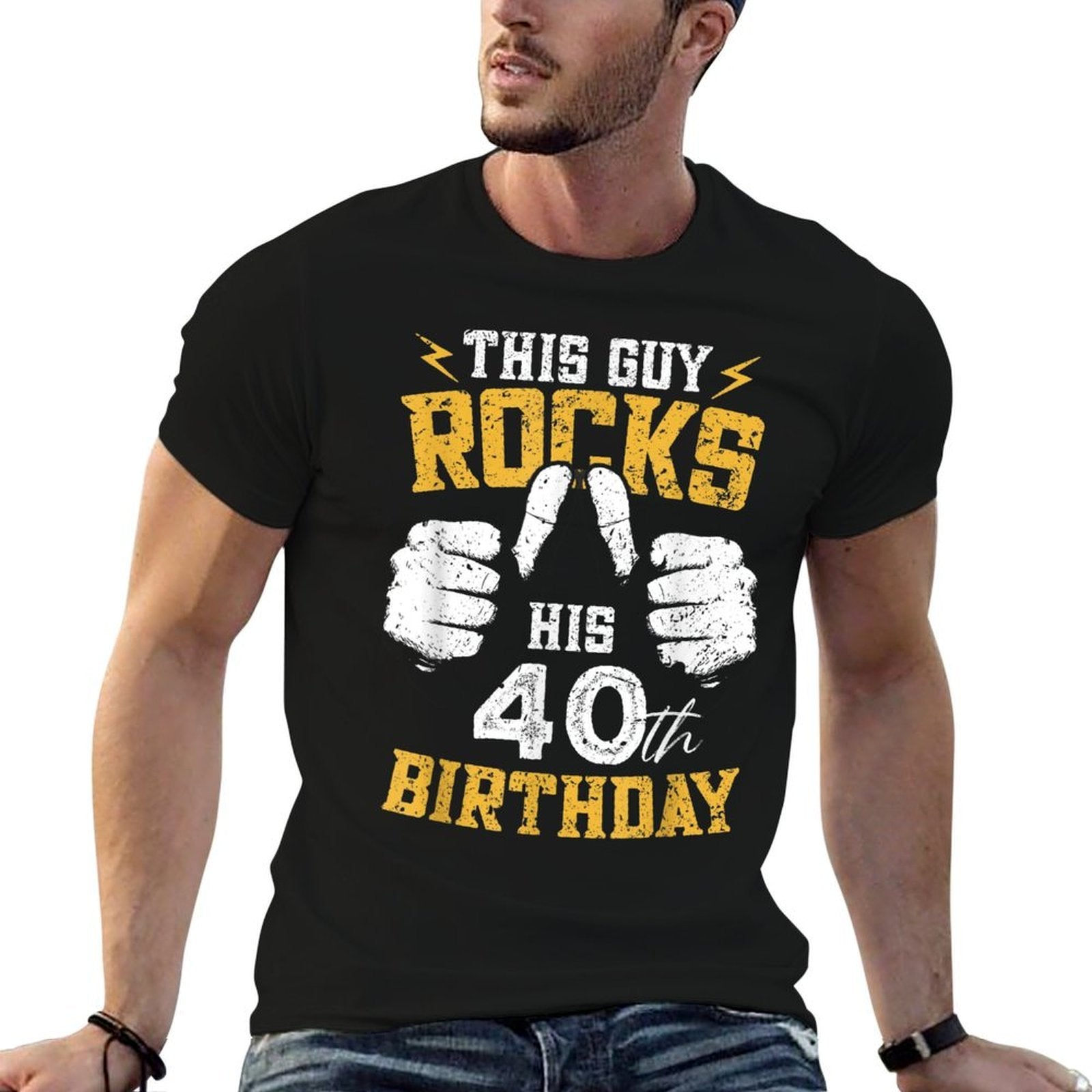 Mens 40 Years Old - This Guy Rocks His 40th Birthday  Heathered Texture T-Shirt