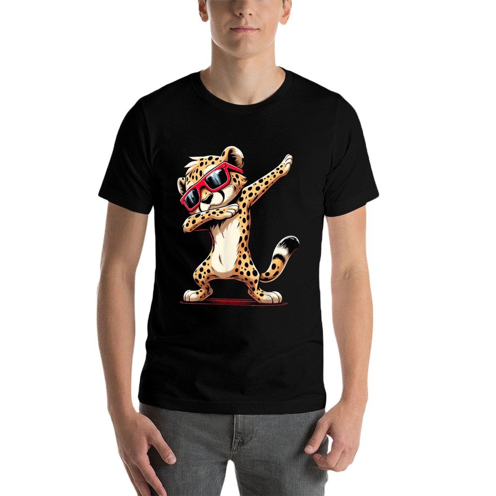 Dabbing Cheetah Sunglasses Cheetah Animal  Versatile T-Shirt