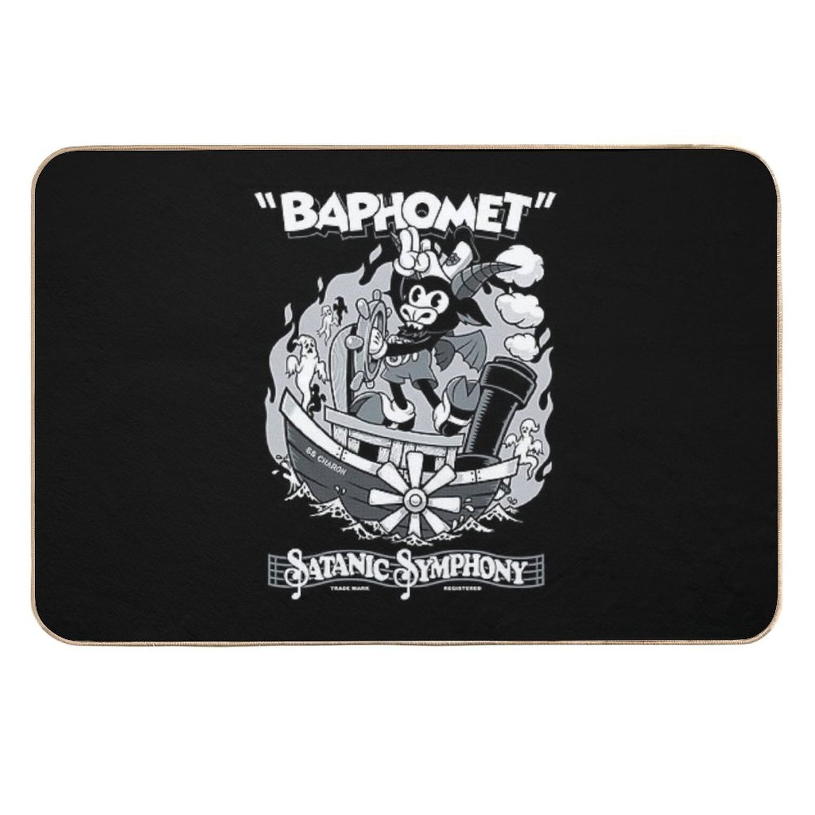 Vintage Cartoon Baphomet - Steamboat Baphy - Occult - Satanic Symphony  Rapid-Drying Bath Mat
