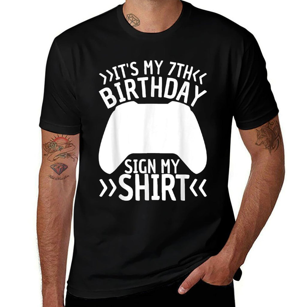 7 Years Old Boys Birthday Gamer It's My 7th Birthday Sign My  Lightweight T-Shirt