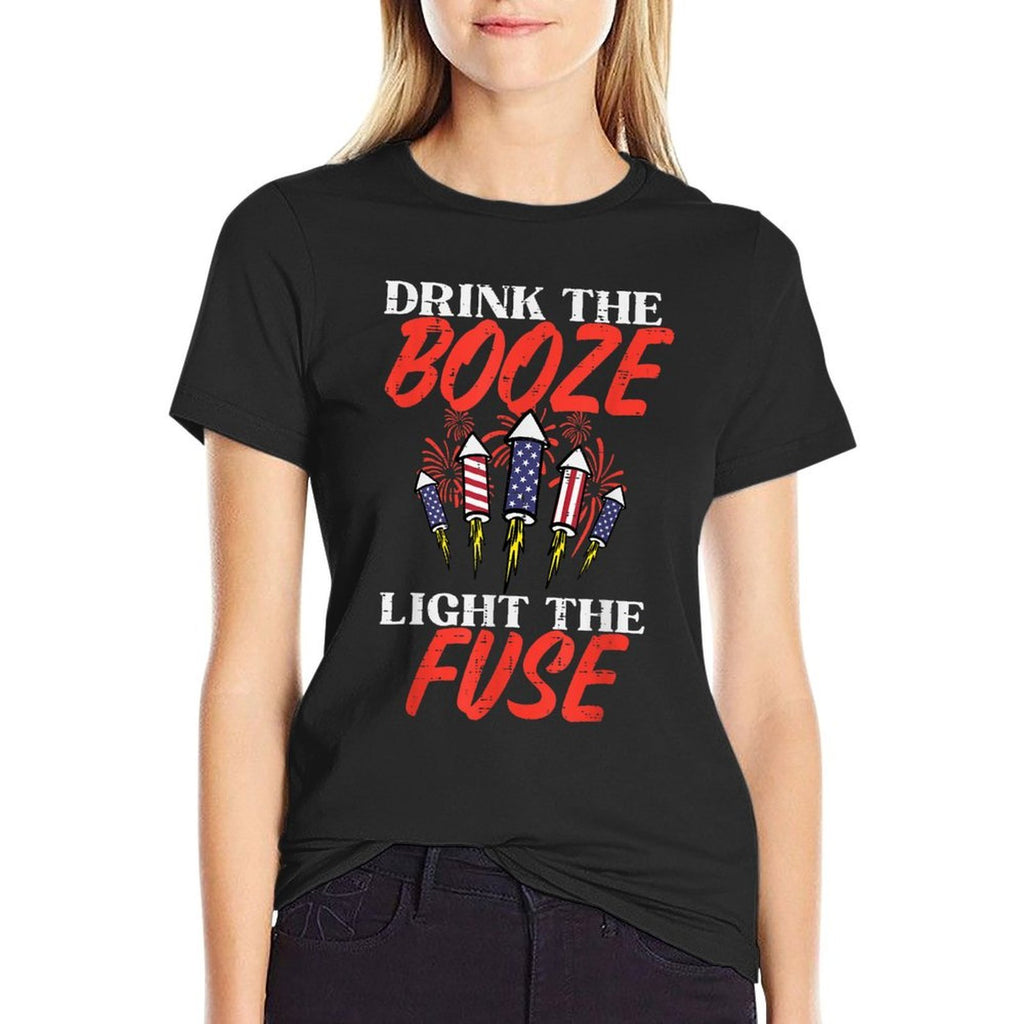 Light The Fuse Fireworks Funny Fourth 4th Of July Men Women  Fade-proof Color T-Shirt