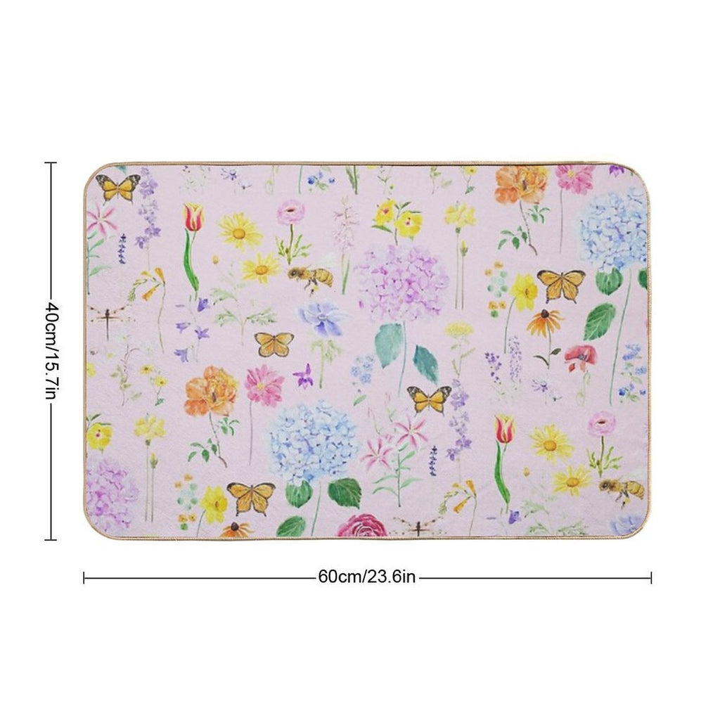 Copy of Summer Garden Flowers  Oil Painting Effect Pink Background  Versatile Bath Mat