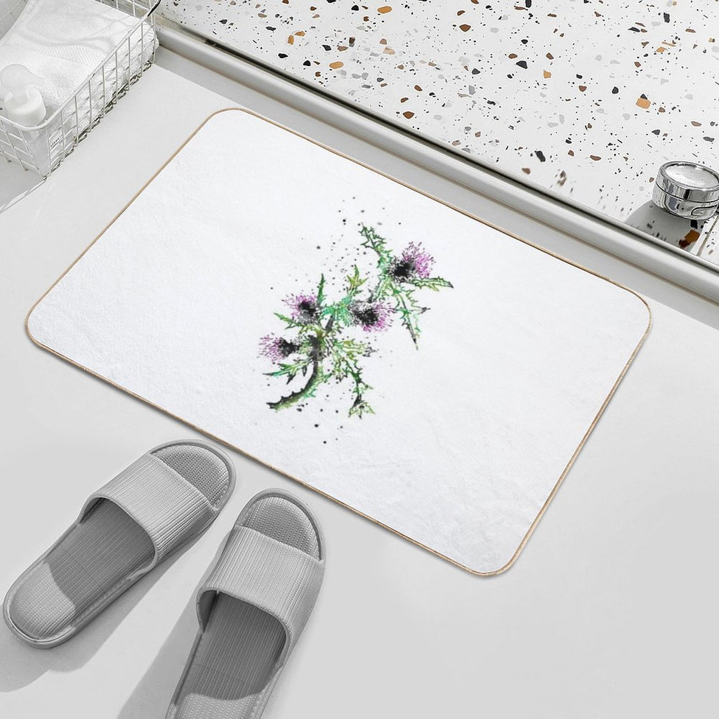 Scottish Thistle, Watercolor Scottish Thistle  Stain-Proof Bath Mat